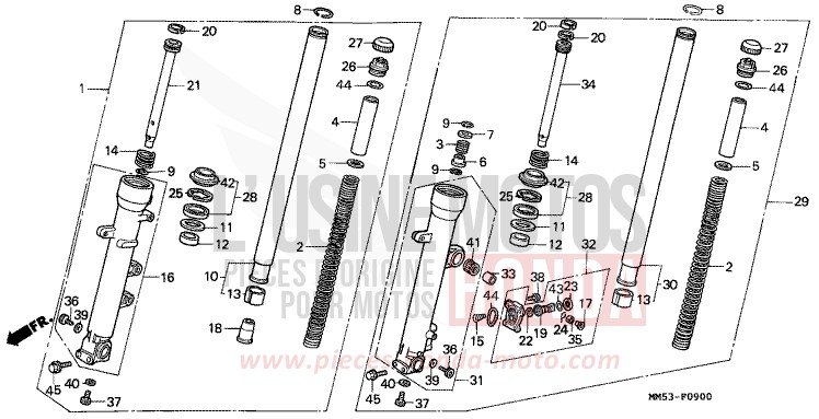 GABEL, VORNE (CBR1000FH/FJ/FM) von CB1300 Super Bold'or ABS NH233D (NH233D) von 1987